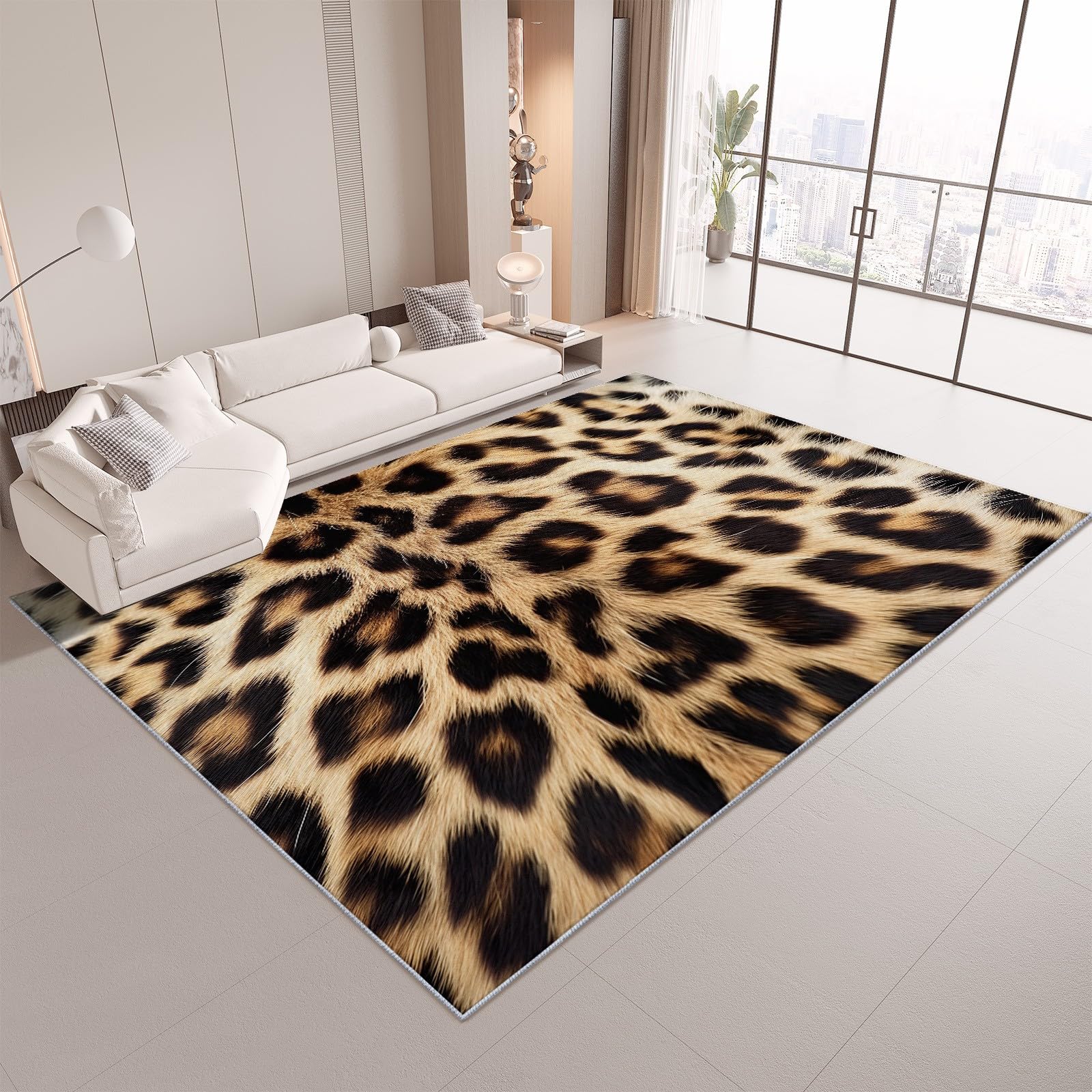 Genérico Alfombras Salon 160x230 cm Estampado Animal Leopardo Alfombra Pelo Corto Suave, Alfombra de área Lavable Antideslizante, para Tapetes Dormitorio Cocina Comedor
