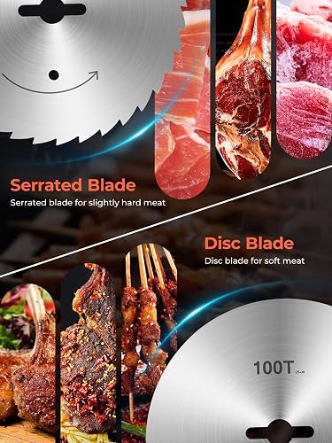 FOHERE Electric Kebab Slicer, 80W Shawarma Slicer with 2 Blades, 0-8mm Thickness Adjustable Blade Machine, for Turkish Kebab and Lamb, Restaurant, Snack-Bar - 3