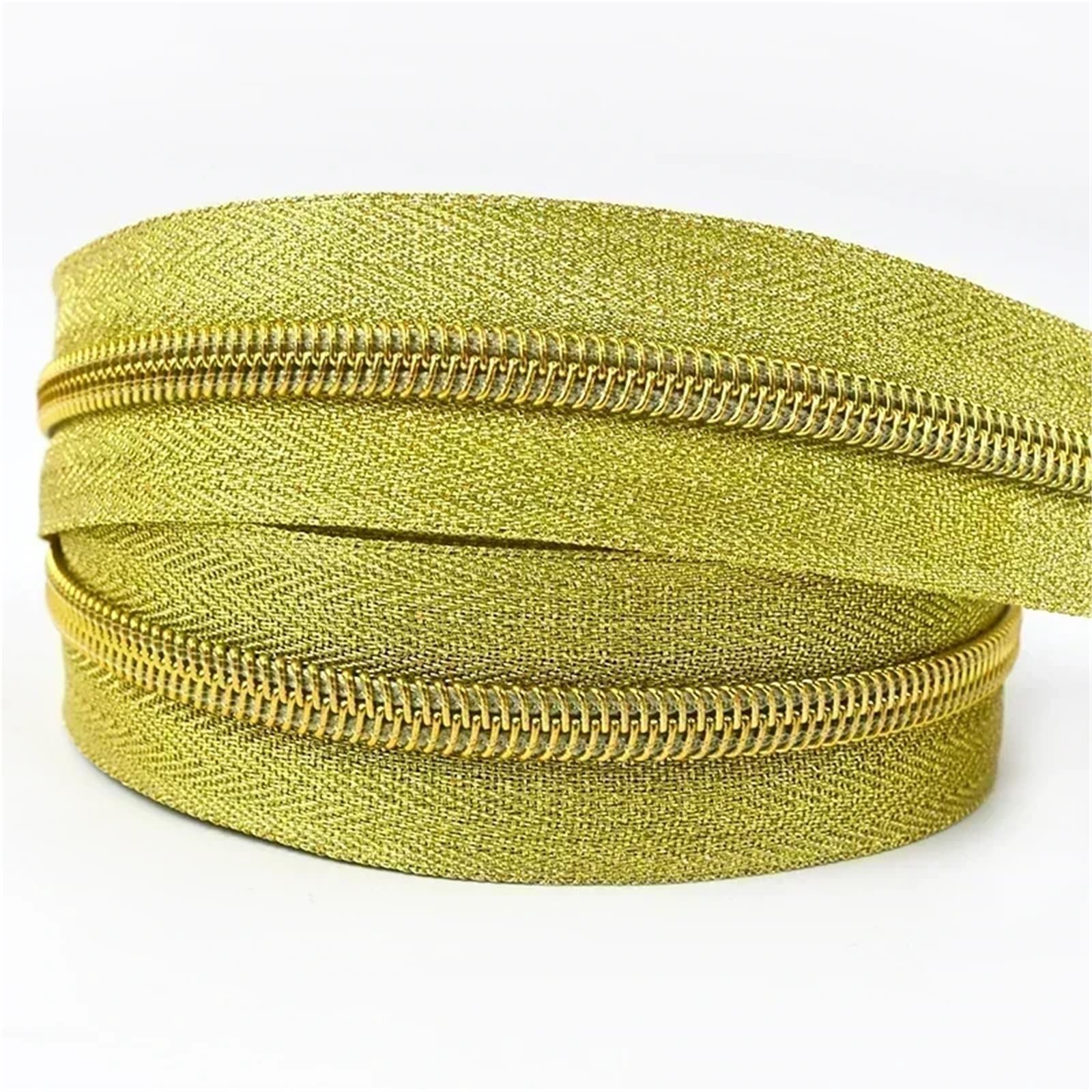 Two Way Separating Zipper, 1m No5 Multicolor Nylon Coil Two Way Zipper Tape Slider for Bag Clothing Repair Sewing(Khaki)