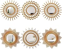 Namalu 6 Pack Gold Sunburst Mirrors for Wall Decor - Small Round Hanging Circle Mirrors for Bedroom, Bathroom, Entryway, Living Room (Vintage Classic)