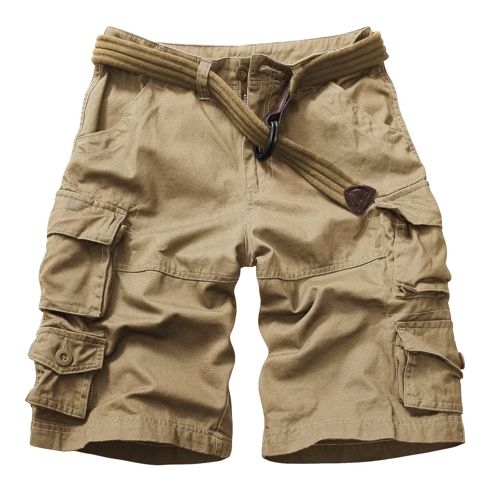 GSGGIG Cargo Short for Men Relaxed Fit Camo Outdoor Hiking Work Cotton Casual Shorts with 9 Pockets No Belt