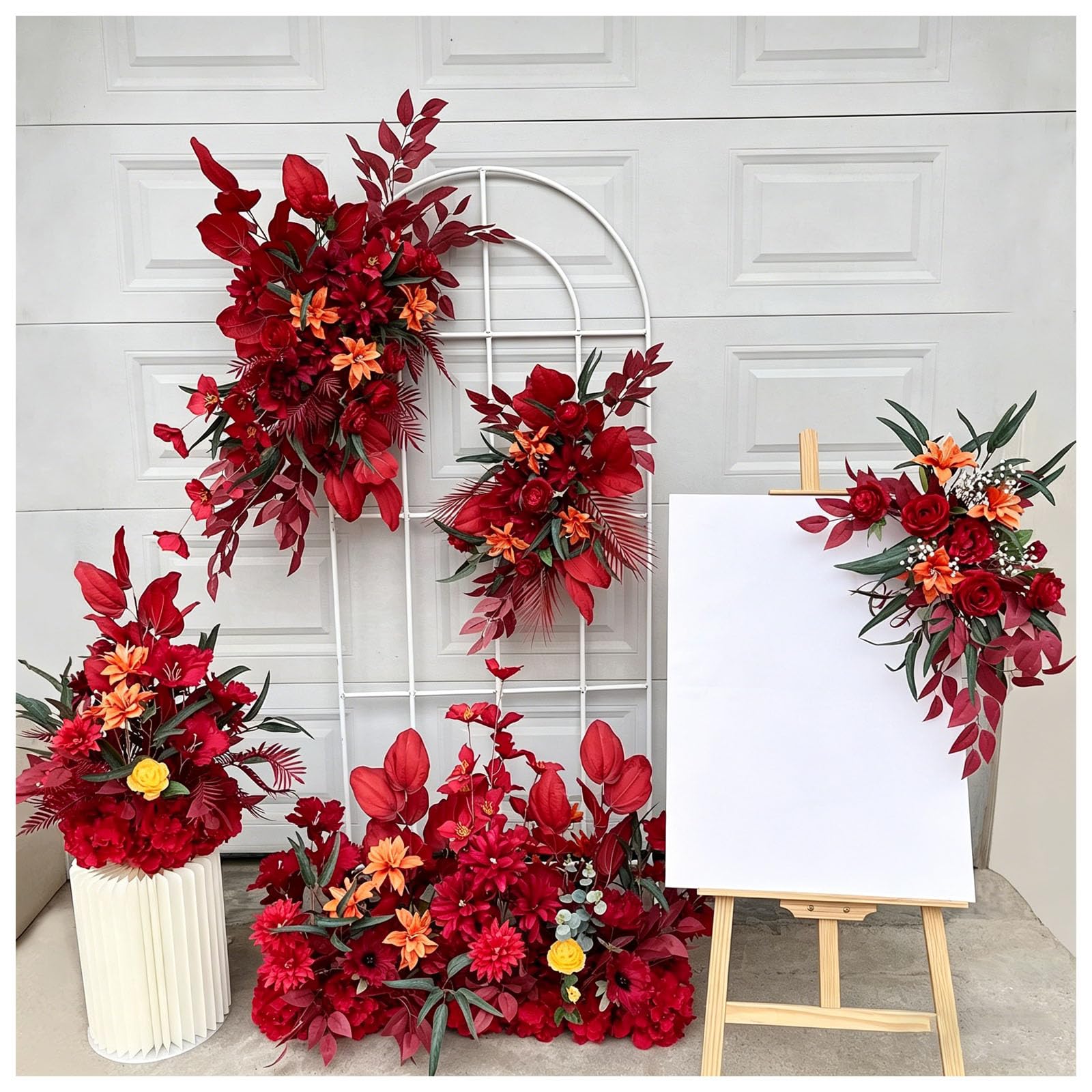 Wedding Aisle Flowers, Hanging Floral Decor, Floor Runner Flowers, Multiple Styles Artificial Flowers, For Wedding Reception, Ceremony Backdrop, Hotel Decoration, Window Disp(Size:5-piece set,Color:F)