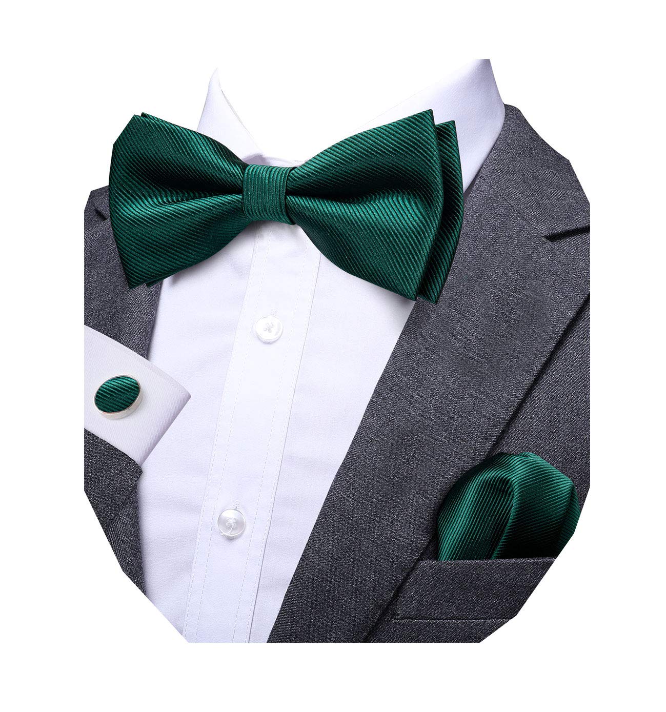 Mens Solid Color Bowtie Sets Woven Pretied Bowties for Men Wedding Business Gift