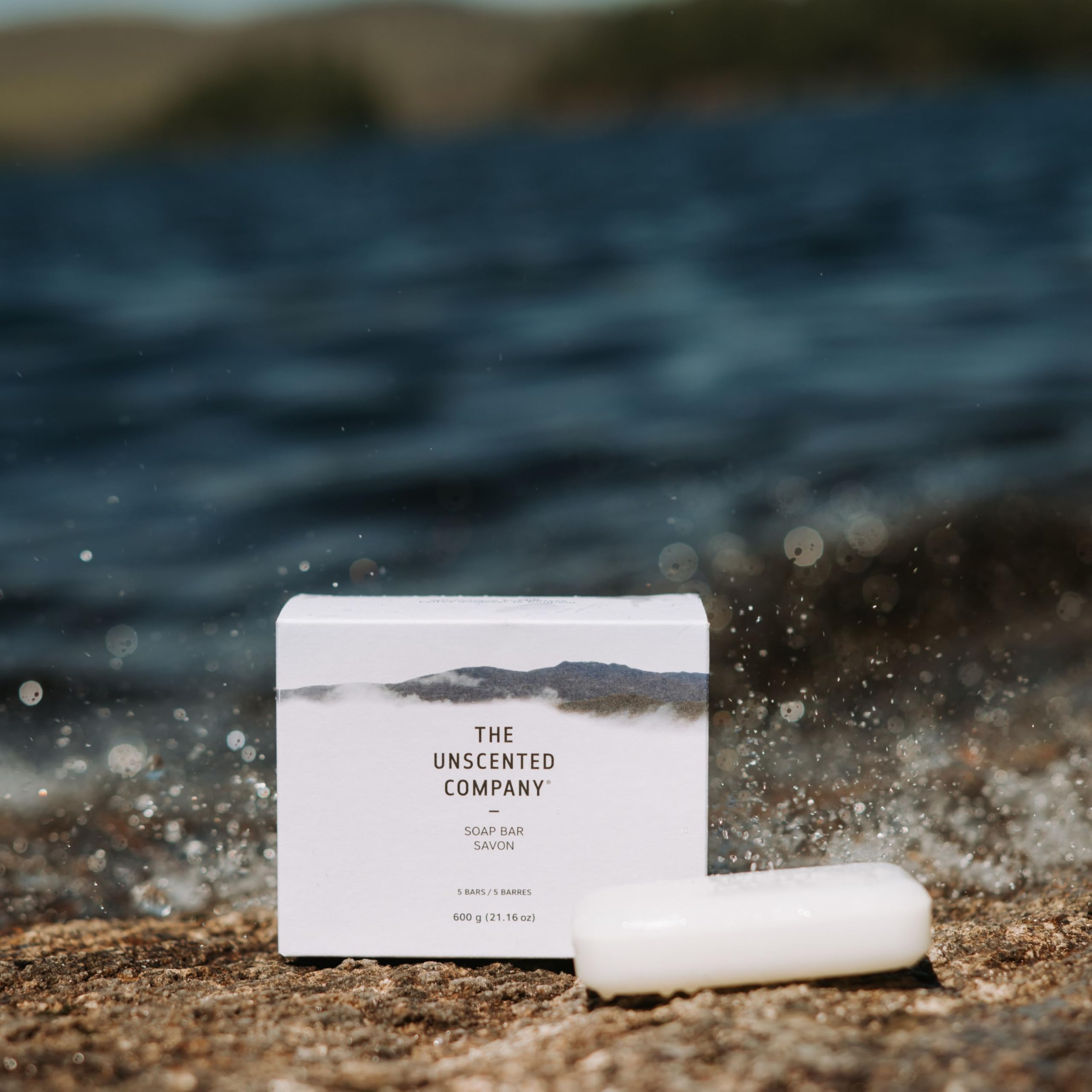 The Unscented Company, Barras de jabón, paquete de 5 barras de 120 g, biodegradables, glicerina vegetal pura, sin fragancia ni colorante