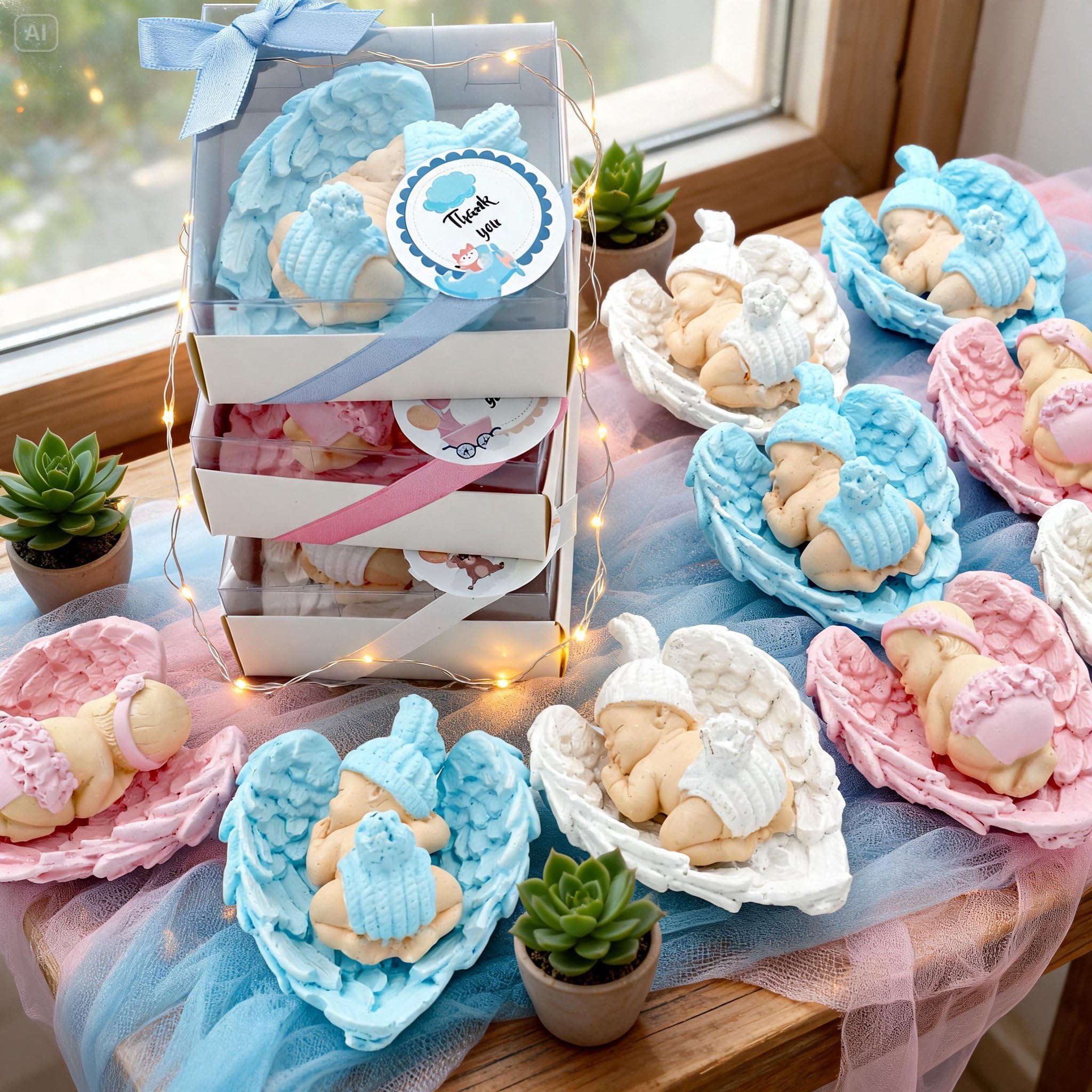 bomboniere battesimo, comunione, cresima, compleanno,Blue maschi compleanno bimba bambina bambino, blanc, rosa pietra angelo festa del neonato (10,20,30,50,100.. Opzioni disponibili nella sezione)