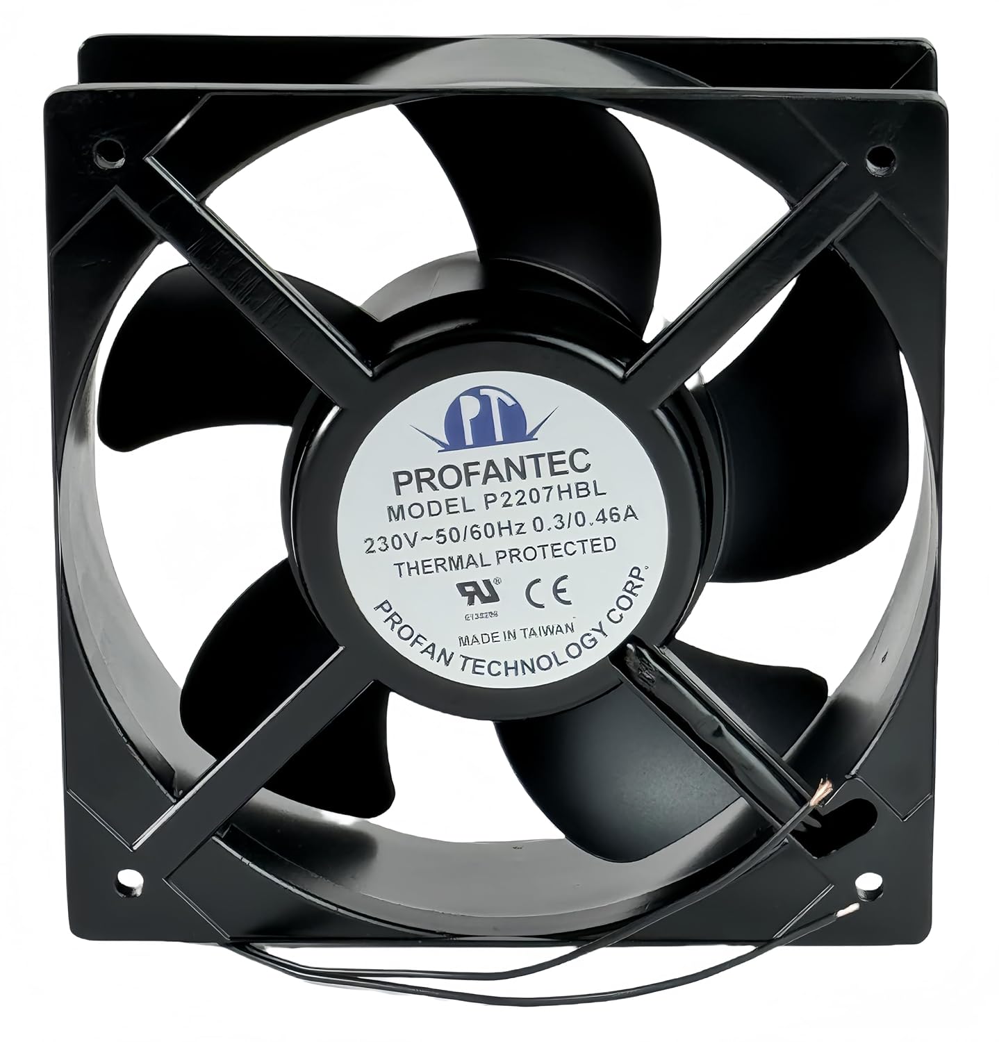 P2207HBL PROFANTEC Axial Fan, Electric Control Cabinet Cooling Fan AC230V 0.3/0.46A 50/60Hz, 2-Wire Thermal Protected Cooling Fan P2207HBL 208x208x72mm