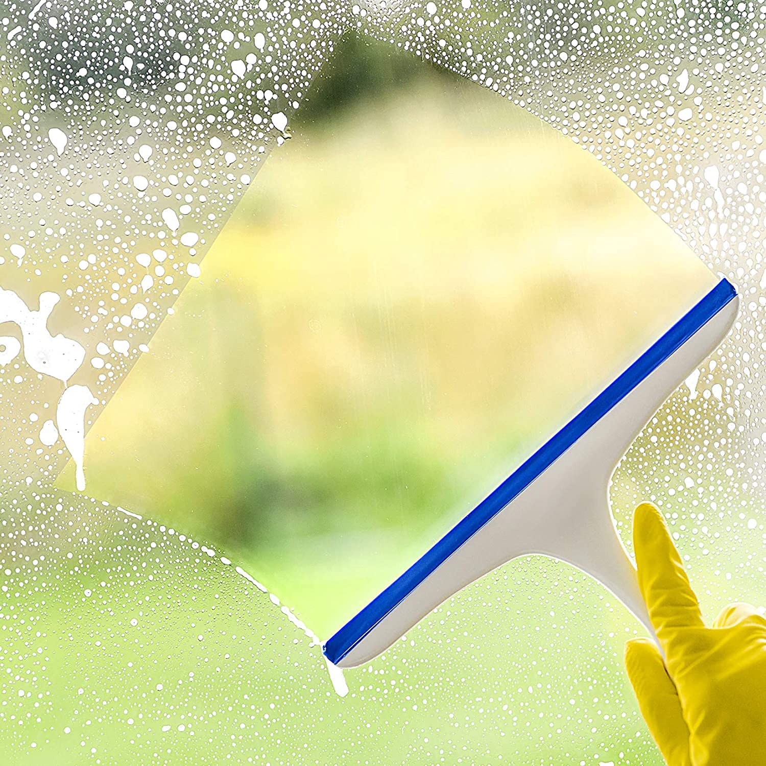 Raamwisser met zuignap blauw - voor in de douche - raam schoonmaken
