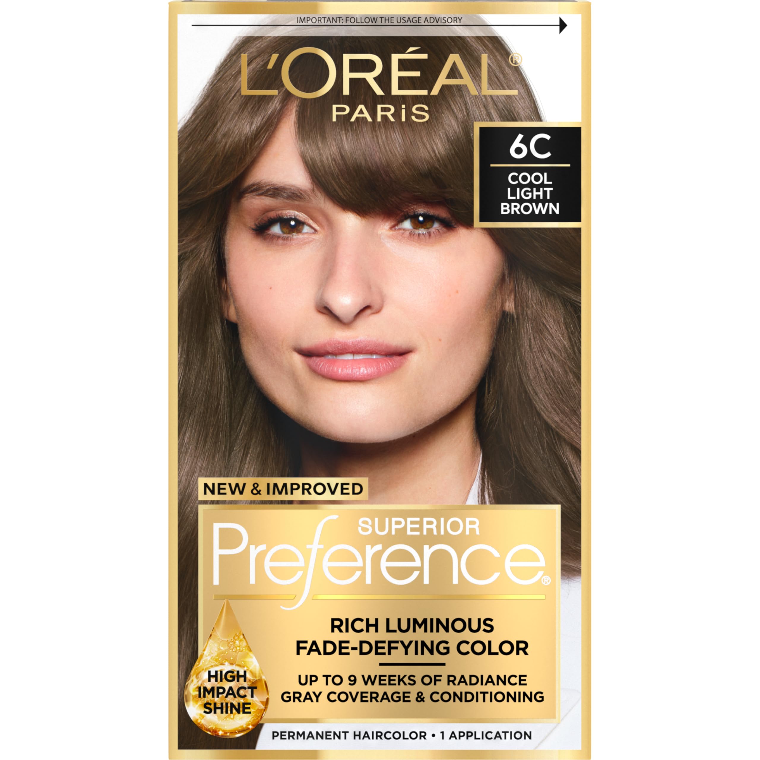 Preference Fade-Defying Shine Permanent Hair Colour 6C Cool Light Brown 1 Count 10 g