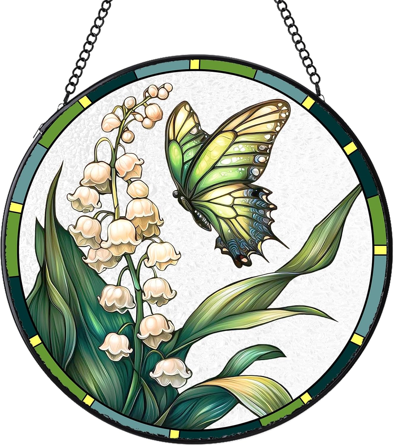 Stained Glass Suncatchers Window Hanging, Lily of The Valley Sun Catchers Indoor Window Stained Glass Hanging Garden Decor, Birthday Gift for Mom Grandma Aunt Sister Bestie 6.3 in