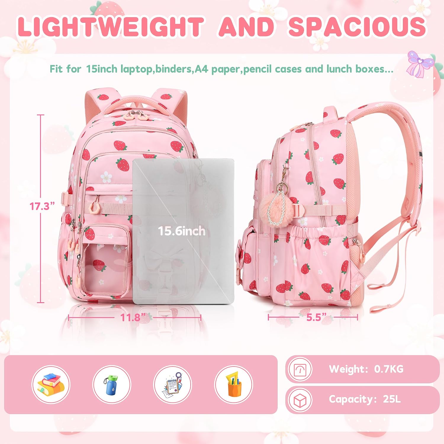 Girls Backpack Multiple Pockets School Bookbag