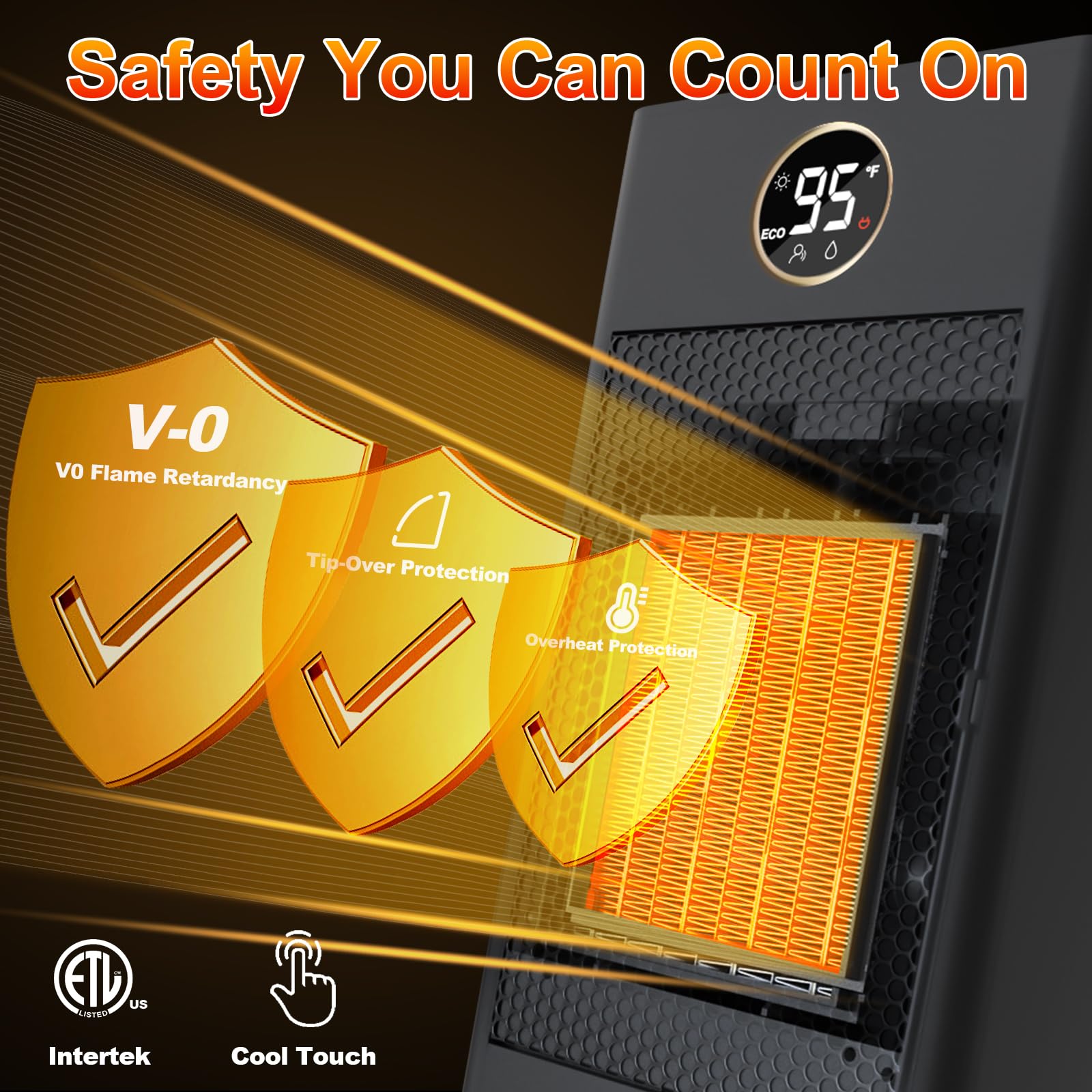 2023 Upgraded Space Heater, Space Heaters for Indoor Use with Sensor/3D Flame Effect/Humidifier, 1500W PTC Portable Oscillating Electric Space Heaters for Office/Bedroom/Home/Room/Garage