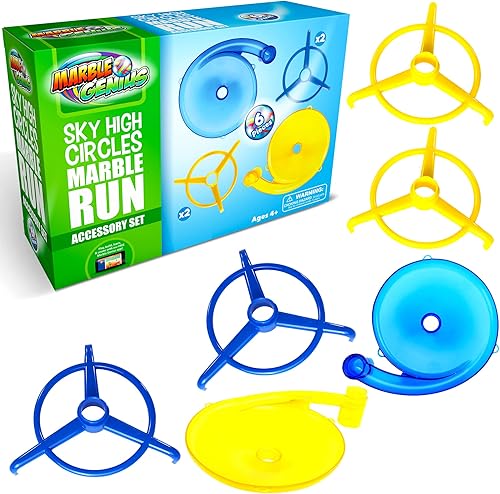 Marble Genius Sky High Circles, juego de 6 piezas de accesorios de carrera de canicas para niños a partir de 4 años, divertido kit de complemento
