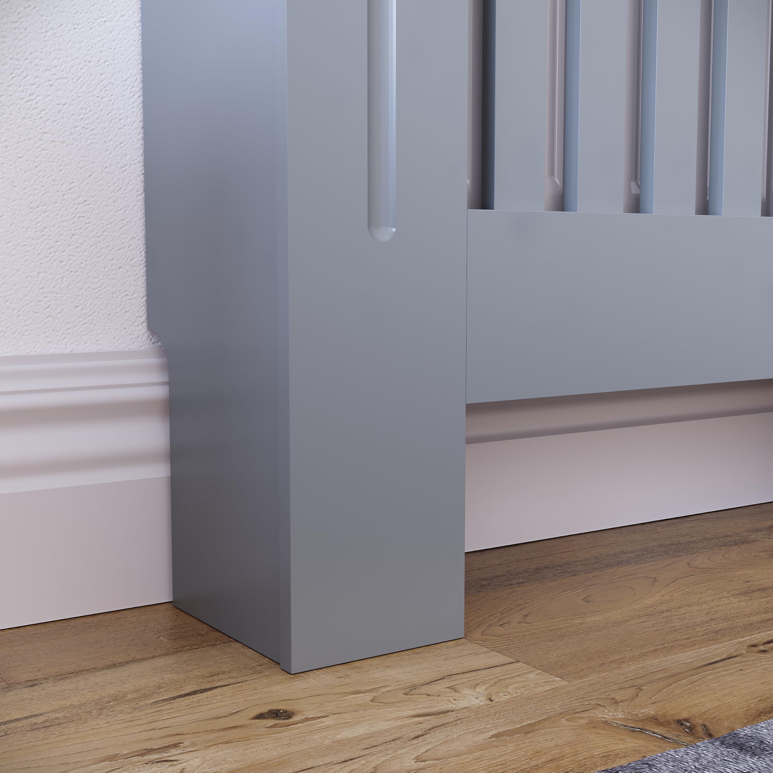 Vida Designs Chelsea Cubierta de radiador Grey - Pequeño - Lamas Verticales Modernas para Mejor circulación del Calor - H82xW78xD19cm - MDF Pintado para salón y Pasillo