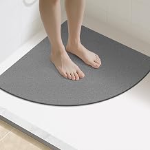 Yolife Triangle Shower Mat, 23.6" x 23.6" Loofah Corner Shower Mat, Grey | Soft PVC Corner Shower Floor Mat without Suction Cups, Cutable Anti Slip Walk in Shower Mats for Inside Shower