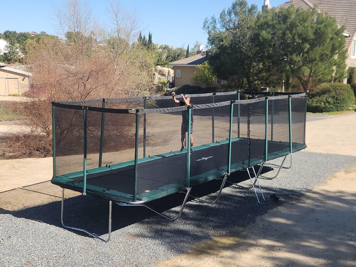 Happy Trampoline Pro Rectangle Trampoline - Heavy Duty 750lbs Jumping Capacity With Net Enclosure - Large Commercial Grade Rectangular Outdoor for Backyard Gymnastics