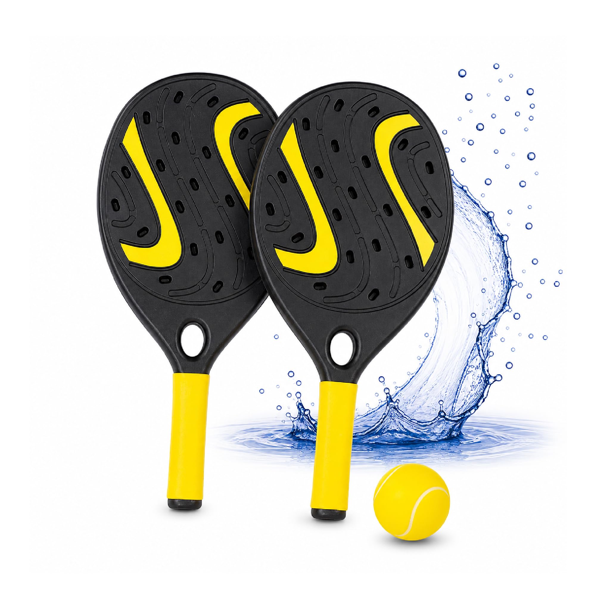 Set di 2 racchette da spiaggia impermeabili, leggere e resistenti all'acqua e alla sabbia, set di 2 racchette con palla per giocare in spiaggia, piscina o campeggio, divertimento per bambini e adulti