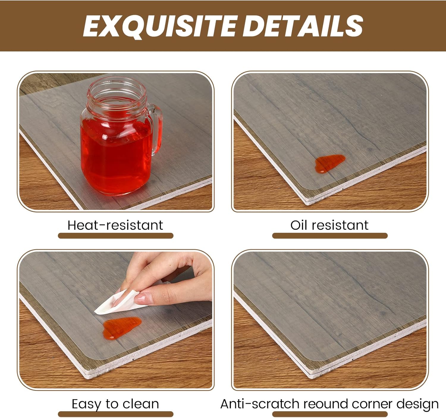 Roshtia Set of 100 Clear Plastic Placemats 15 x 12 Inch Wipeable Washable Table Mats Flexible Heat Resistant Placemats Table Protector for Dining Room Table Kitchen Counter Office Desk Painting