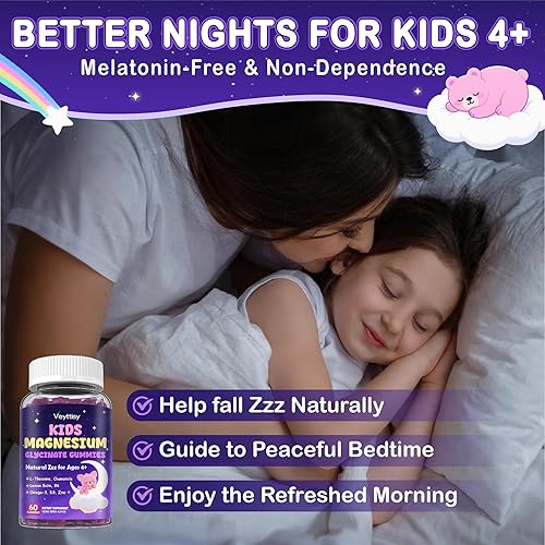 Miniatura 3 de Gomitas de glicinato de magnesio para niños mayores de 4 años gomitas de bisglicinato de magnesio sin azúcar con manzanilla, L-teanina, bálsamo de