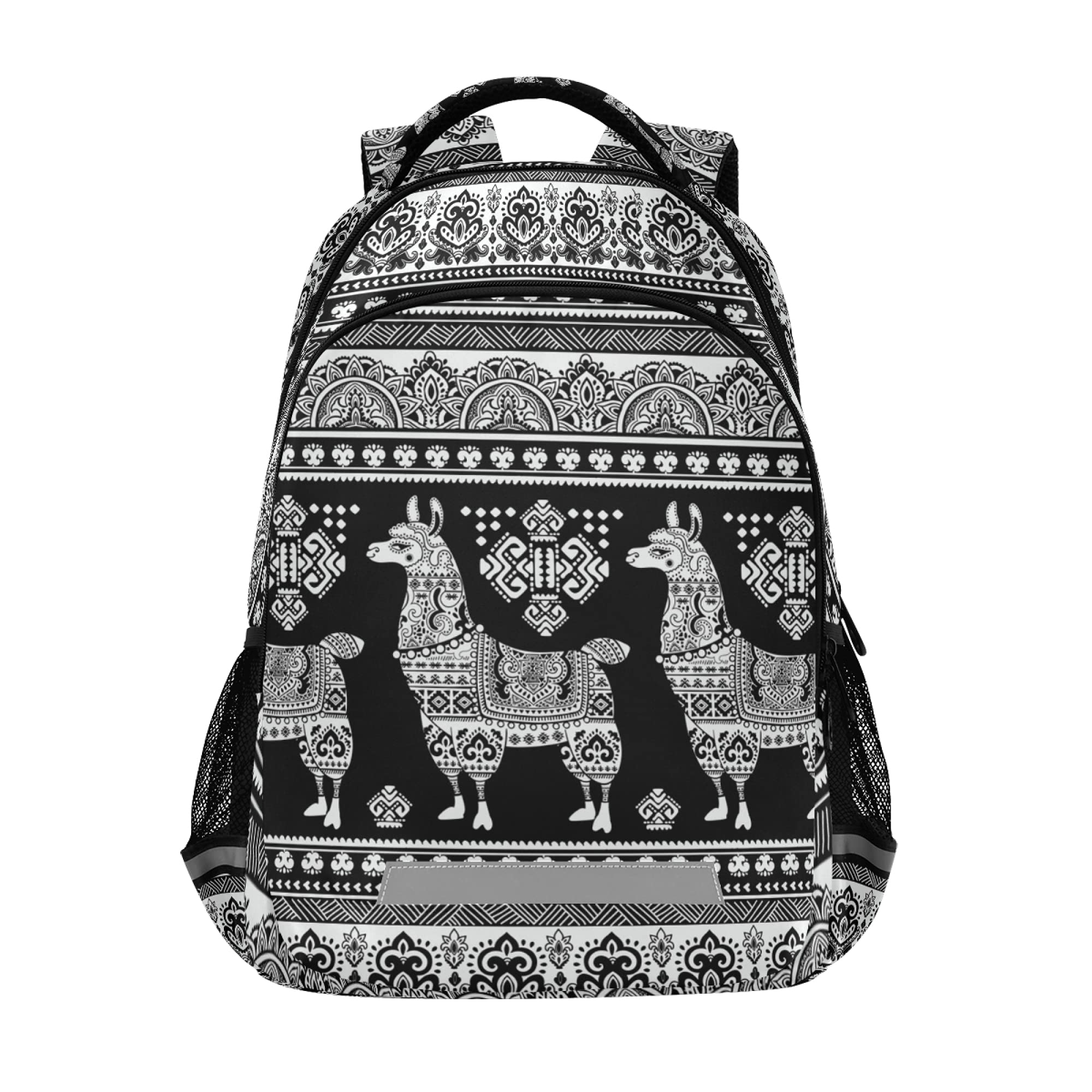 ALAZA Cute Alpaca Llama Ethnic Boho Bohemian Backpack Purse for Women Men Personalized Laptop Notebook Tablet School Bag Stylish Casual Daypack, 13 14