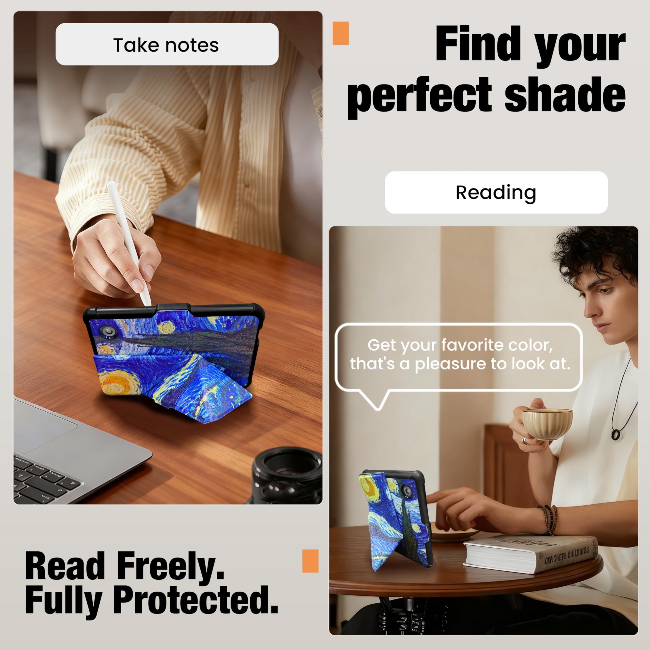 Case for 6" Kobo Clara Colour/BW/2E Ereader, Includes a Screen Protector - 6 Inch Premium PU Leather Cover with Auto Sleep/Wake (Starry Night, 6 icnh) — view 7