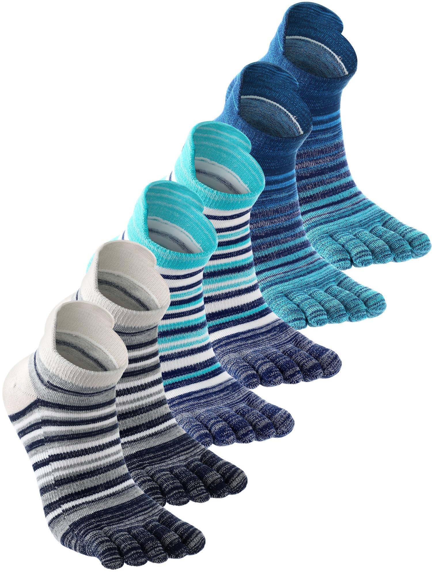 Fourluoo 3/6 Pairs Cotton Toe Socks for Women Men