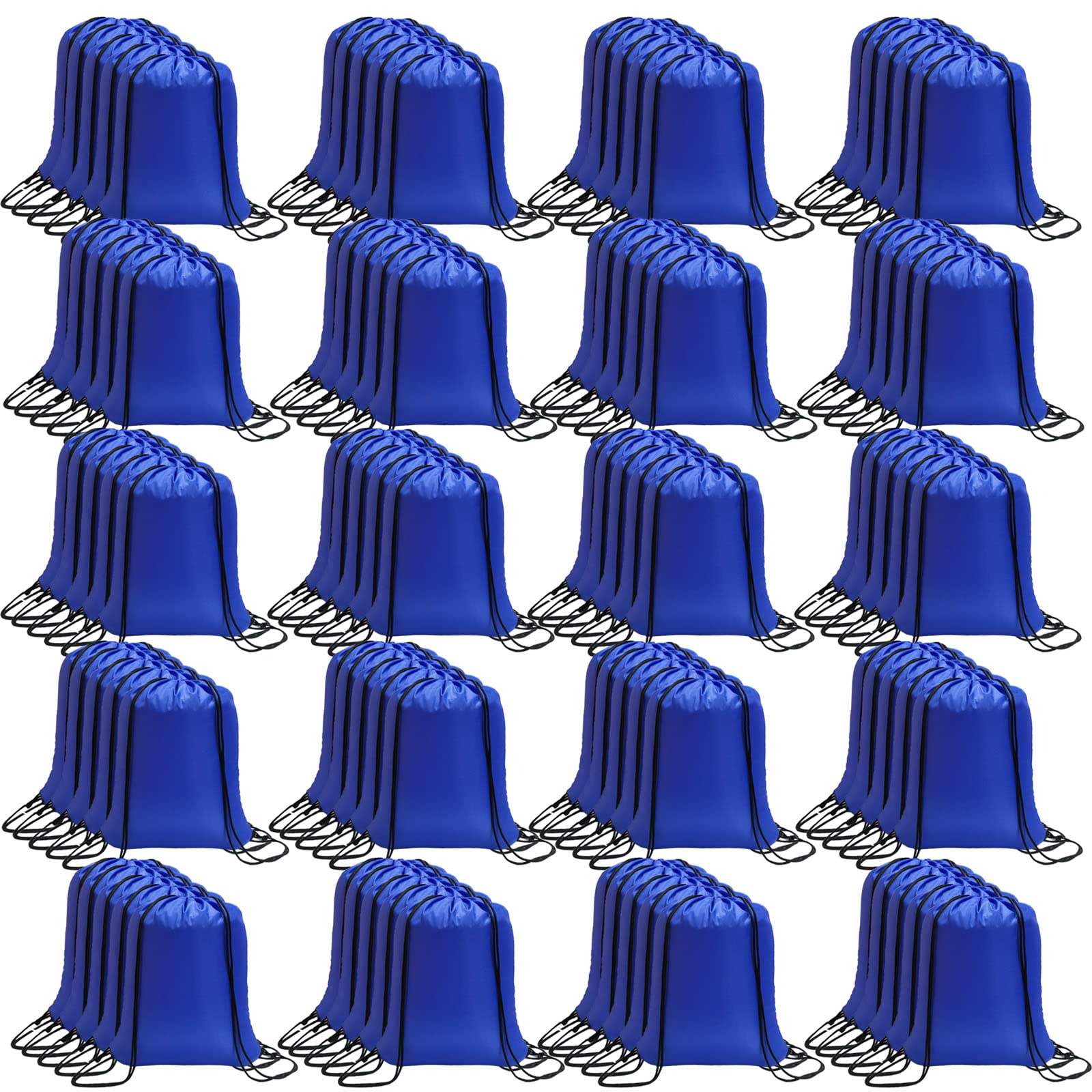 CAIHONG 100 Pcs Drawstring Backpack Bulk Drawstring Bags Cinch Sack for Gym, Yoga, Shopping, Sports, Hiking or Gifts for Women and Men, Royalblue
