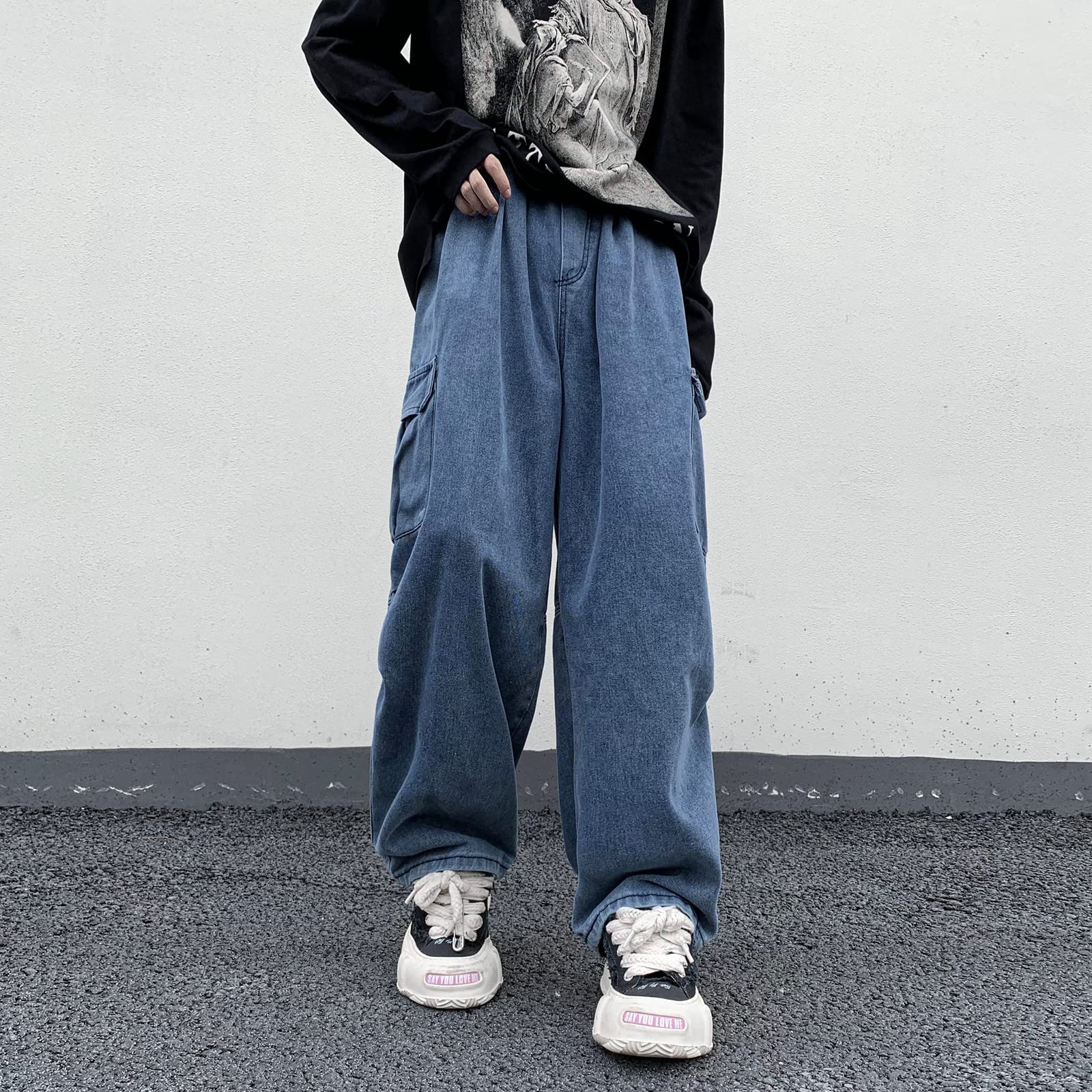Jeans für Damen Baggy Cargo Hose Herren Y2K Fallschirmhose mit Taschen