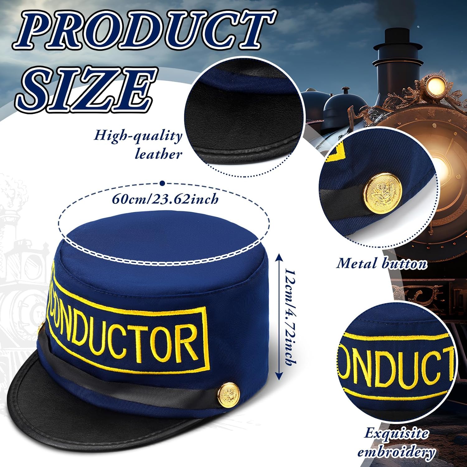 Newcotte Christmas Train Conductor Hats Engineer Hats Polar Party Gifts Favors Bulk Train Conductor Costume - Image 4