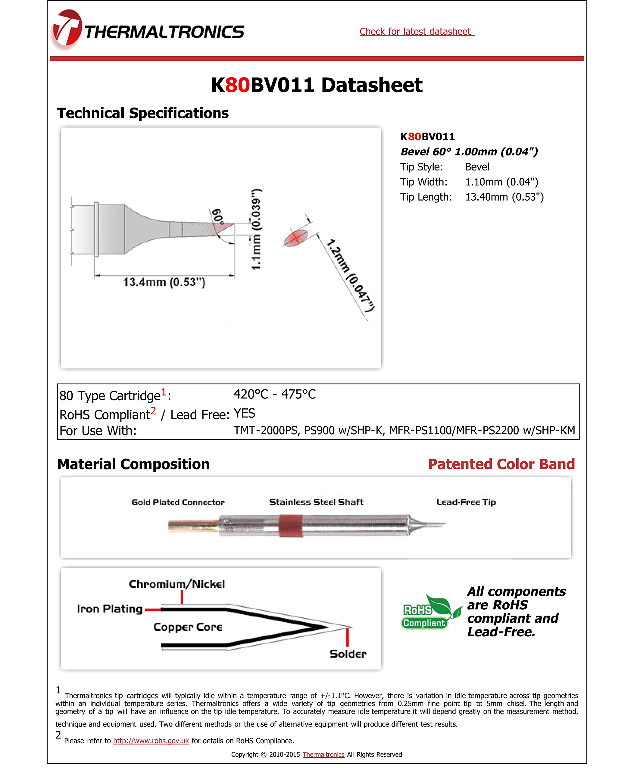 Thermaltronics K80BV011 Bevel 60deg 1.00mm (0.04in)