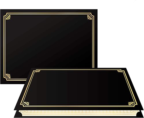 Soportes para certificados negros, 30 unidades, portadocumentos con borde dorado de papel de aluminio, para papel de carta de tamaño 8.5 x 11