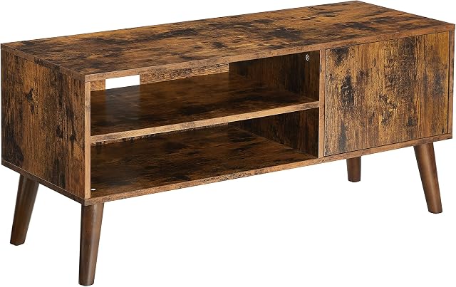 VASAGLE Retro TV Stand, TV Console for TVs up to 43 Inches, Mid-Century Modern Entertainment Centre for Flat Screen TV, Gaming Consoles, in Living Room, Entertainment Room, Office, Brown LTV09BX