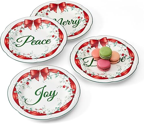 Miniatura 4 de Pfaltzgraff Winterberry - Platos de ensalada de cinta roja, juego de 4
