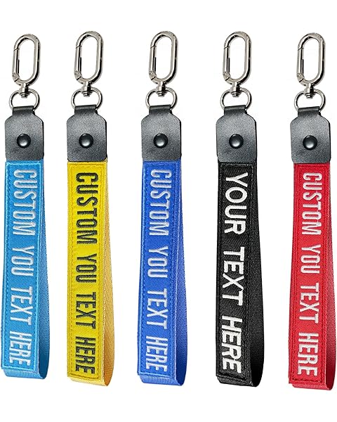 Graceful life Custom Keychain Embroidery with your any text, wrist lanyard keychain Personalized Number key wrist lanyard, Name Key Chain, Cute Keychains for Gift Private Reg Fob, Gift for Him Her