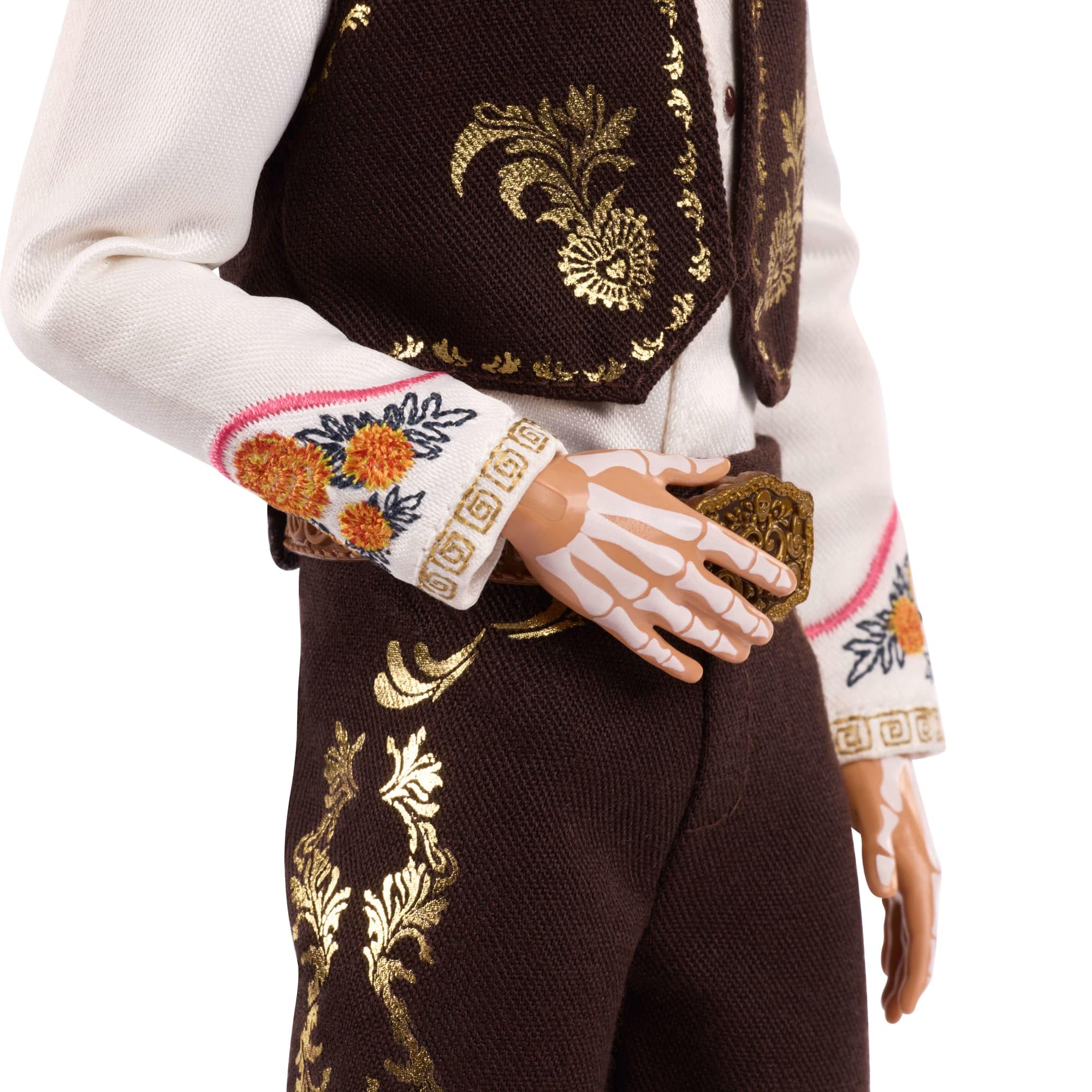 Barbie Signature, Día de Muertos 2025, muñeco Ken Coleccionable con Camisa Color Crema, Chaleco Negro y Pantalones, Sombrero y Maquillaje de Calavera, JBJ06