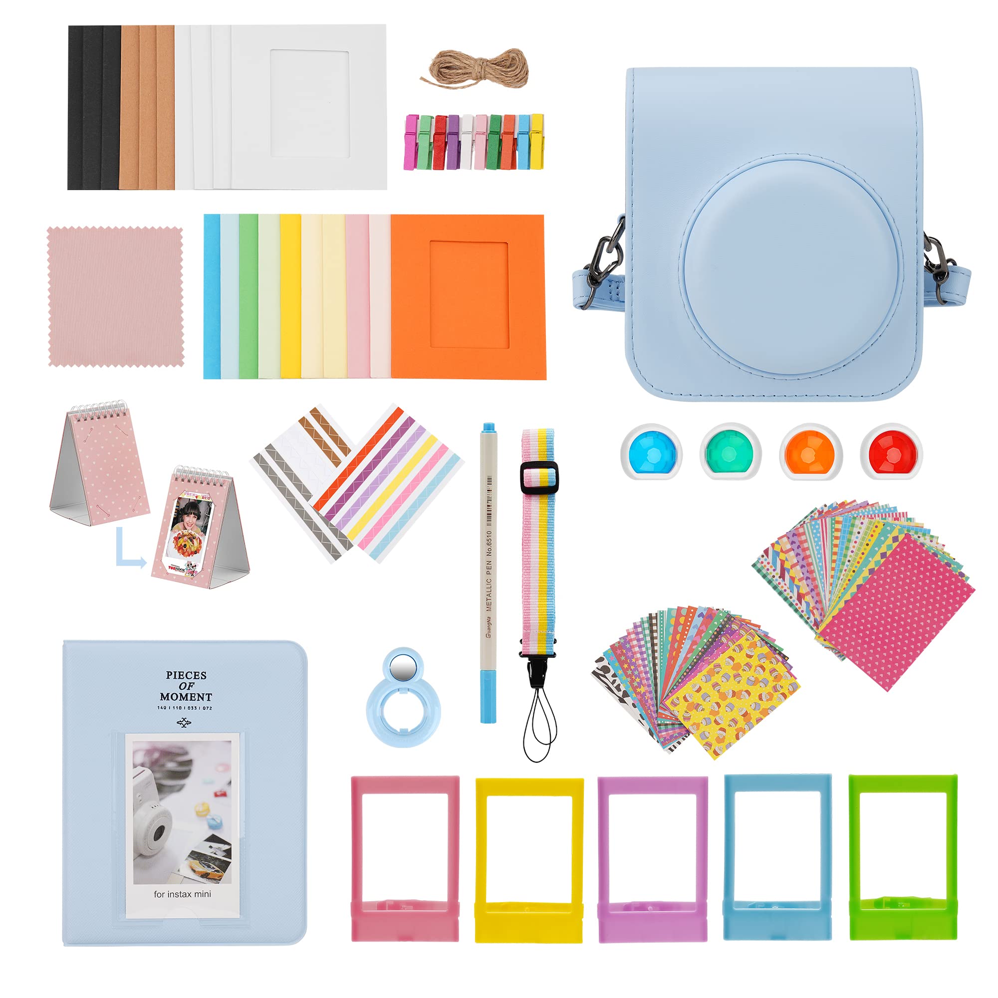 Accesorios 15 en 1 Mini 12 compatibles con cámara instantánea Fujifilm Instax Mini 12 (azul)