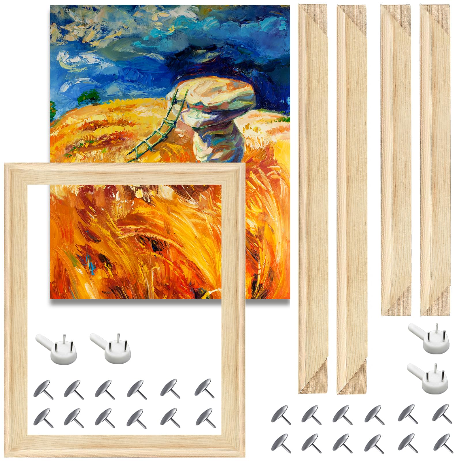 EVNEED 2 Pack DIY Canvas Stretcher Bars 16x20 Inch Canvas Frame - Easy to Assemble,Gallery Wrap Oil Frame Kits Canvas Wood Stretcher Bars for Oil Paintings, Prints, Paint by Numbers & Posters