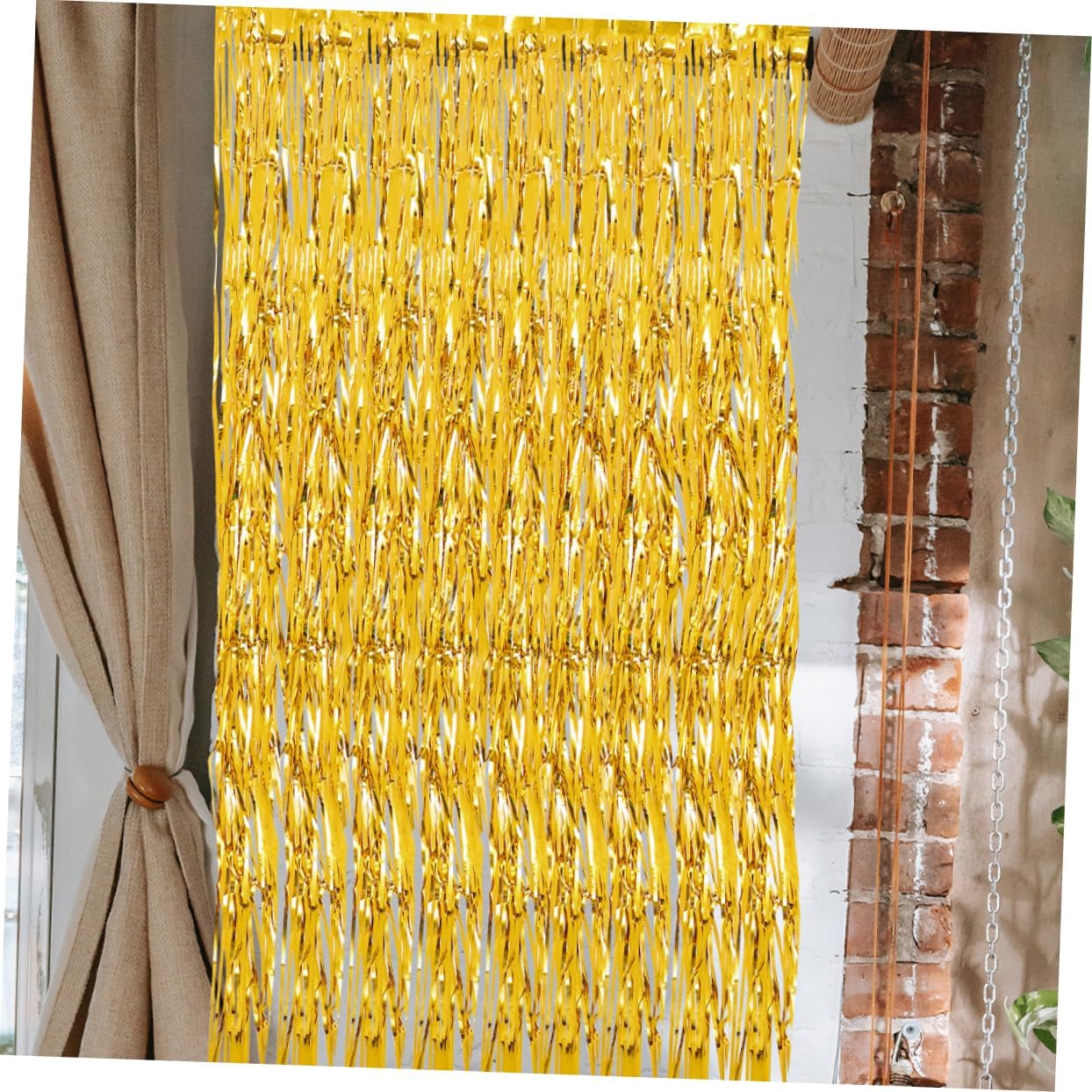 4Pcs Tinsel Fringe Backdrop Curtains Sparkle Streamer Photo Props for Birthday Wedding Holiday Party Decorations Lightweight Design for Festive Atmosphere
