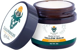 Grass Fed Beef Tallow Balm for Face and Body with Shea Butter, Organic Jojoba Oil, Honey, and Beeswax – Beef Tallow for Skin – Unscented Balm – 2 oz