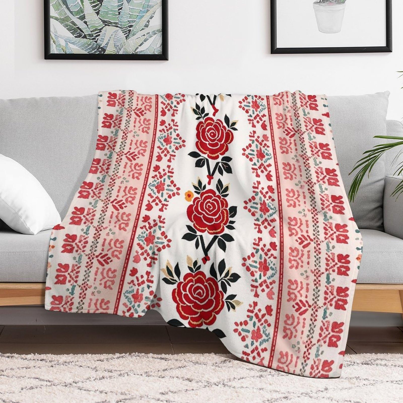 Couverture polaire broderie ukrainienne plaid canapé confortable flanelle pour lit