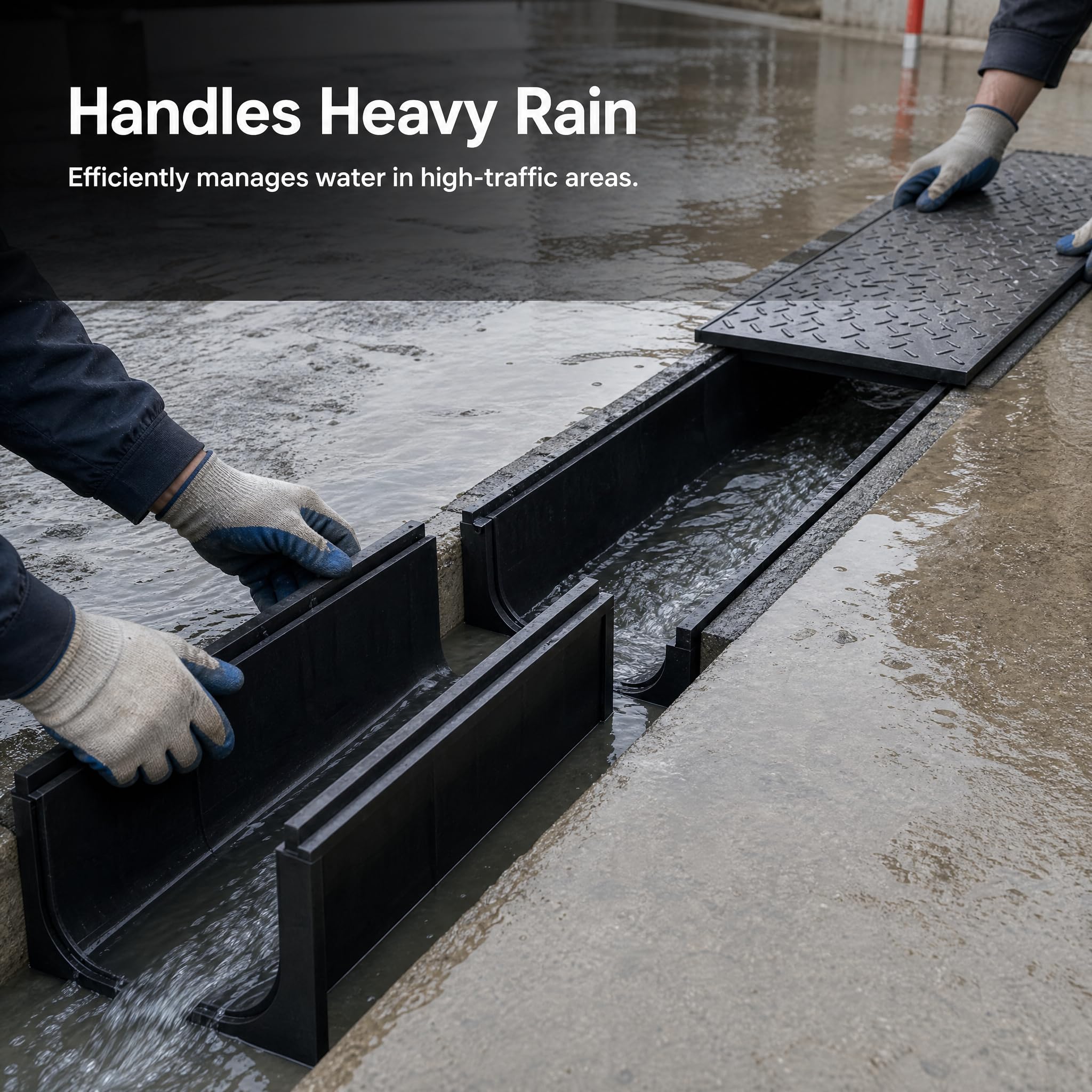 Canal Drenaje HDPE Plástico, U550*500 * 500 (con tapa)