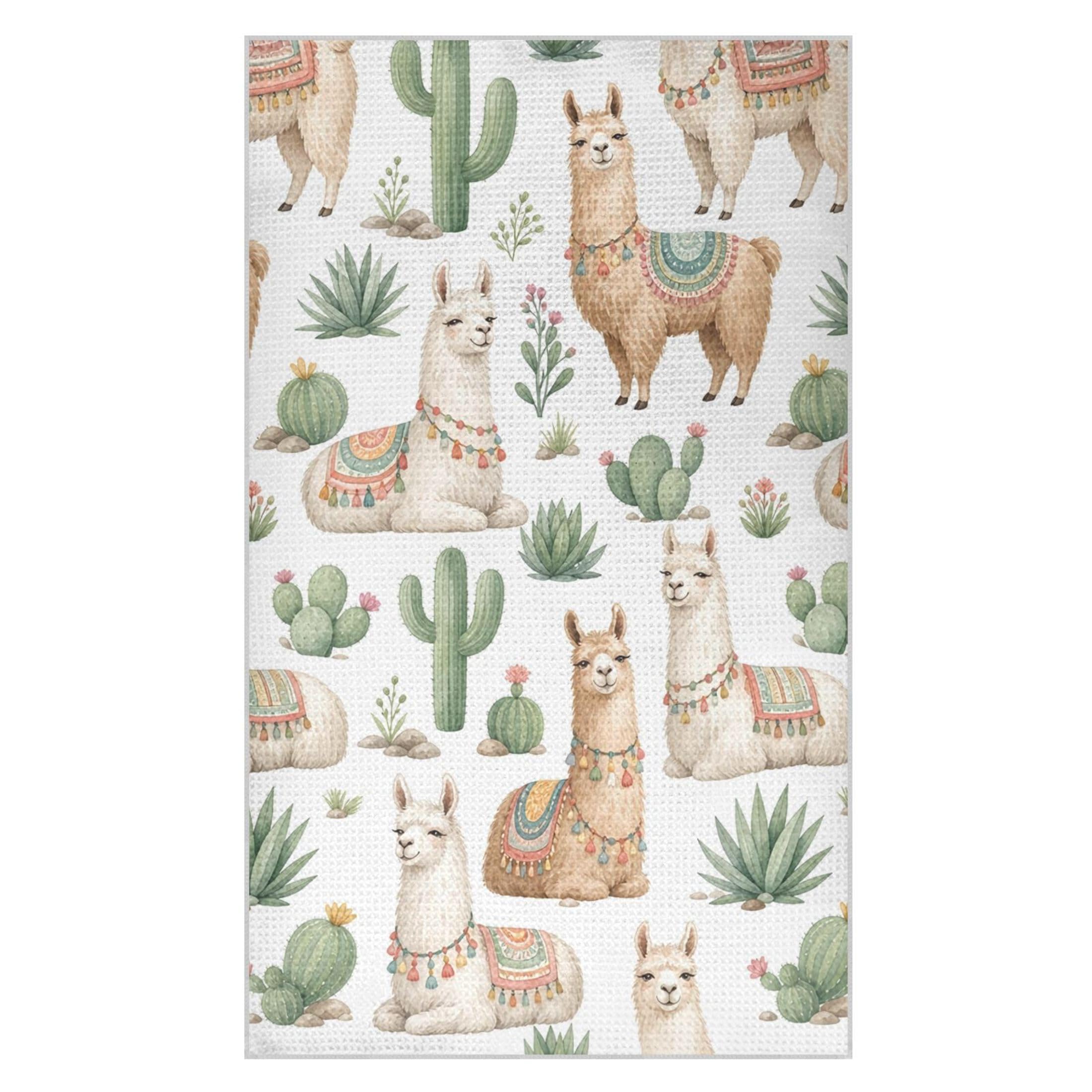 Fuauuyl Alpaca Kitchen Towel Waffle Weave Dish Towels Soft Absorbent Hand Towel Microfiber Lint Free Dish Cloths for Kitchen, 18x30 in