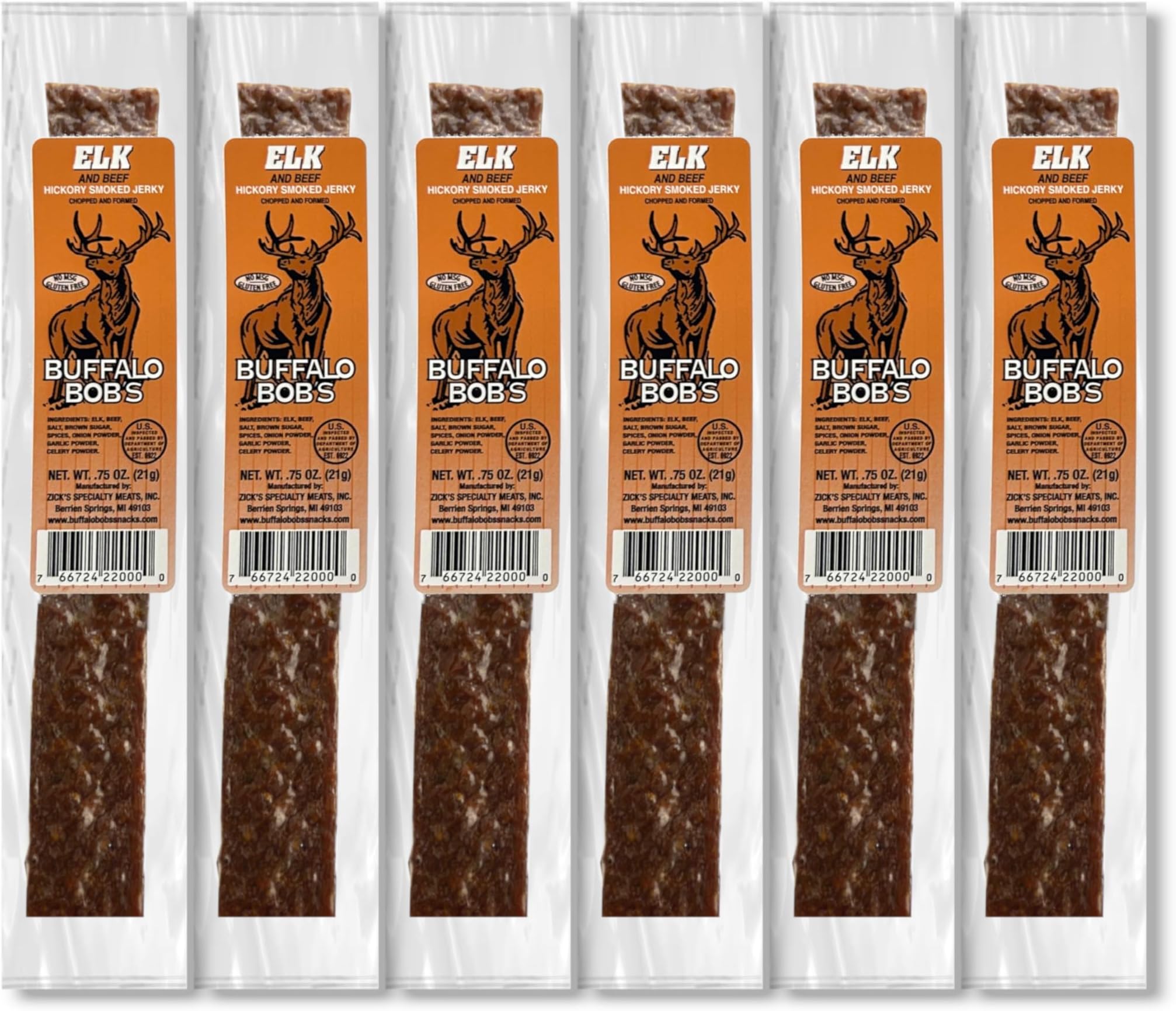 Buffalo Bob's Jerky (6 Pack)- Elk Hickory Smoked