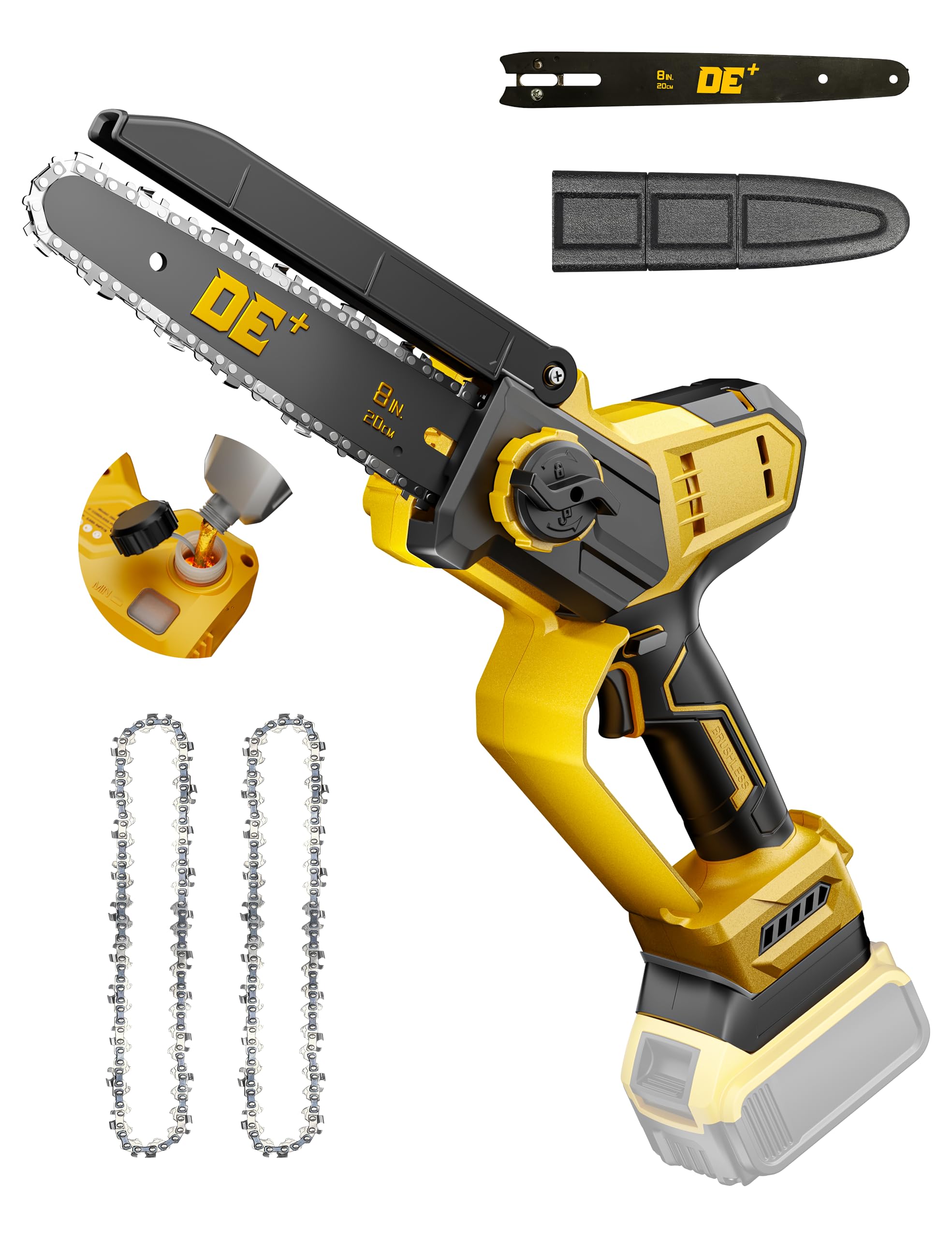 View 1 of *** JUST CHAINSAW ***DeForce 7.9" Cordless Mini Chainsaw, for DeWalt 20V Max Battery, Brushless Chainsaw for Tree Trimming Wood Cutting, Handheld Electric Power Chain Saw with Auto Oiler, Auto-Tension(Bare Tool Only)