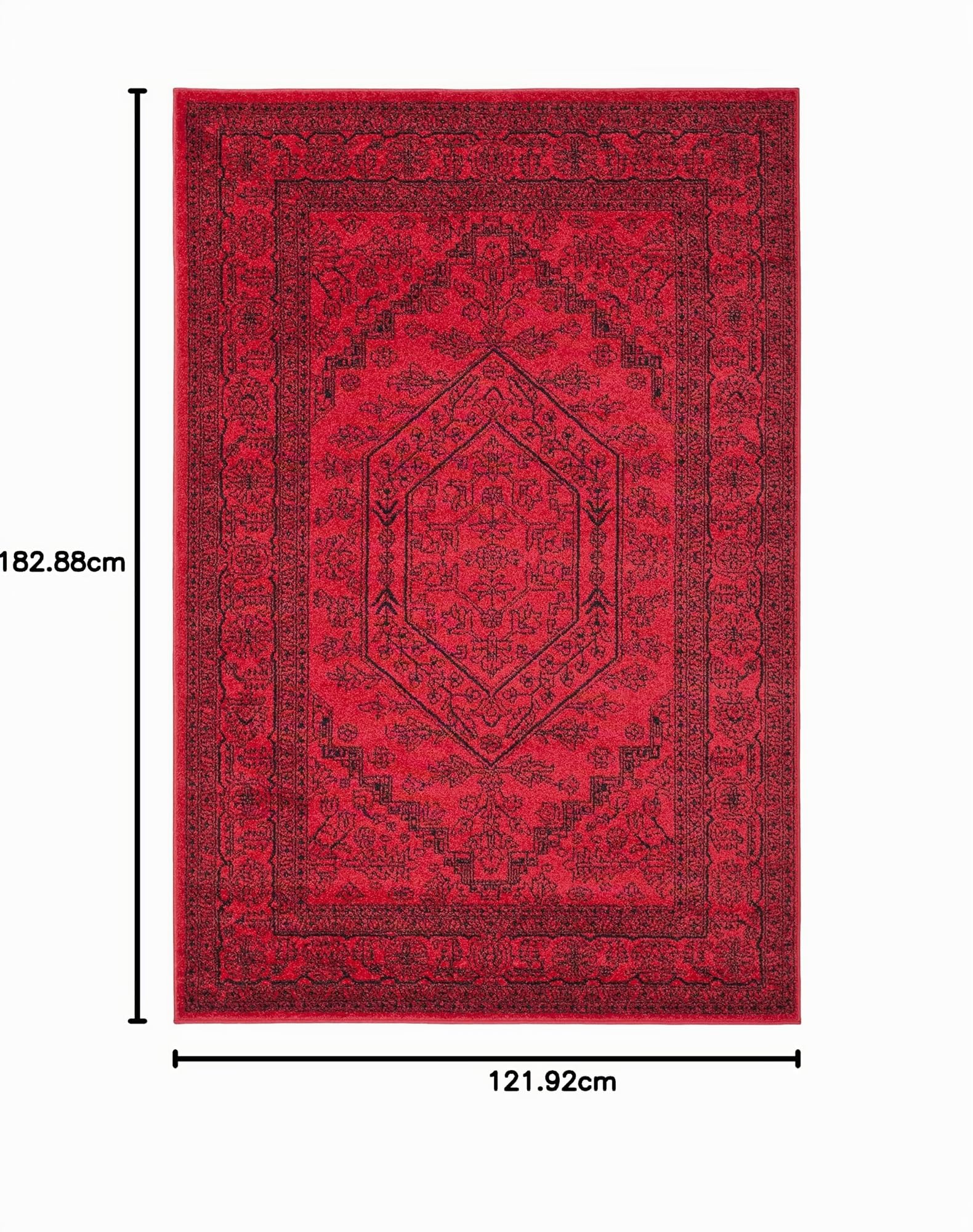 SAFAVIEH Tapis 122 x 183 cm - Adirondack Collection - Design Traditionnel, Rouge & Noir, Mélange Synthétique Entretien Facile, Idéal pour Salon, Chambre, Bureau