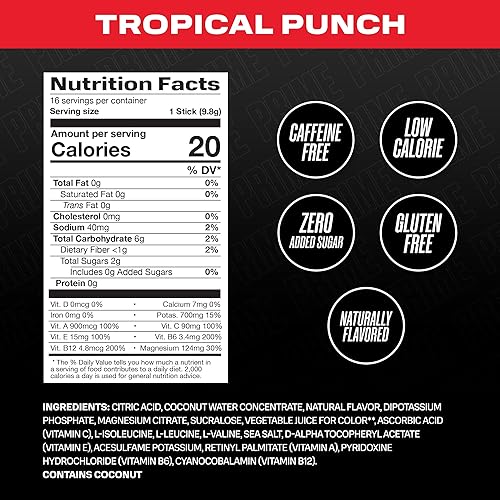 Miniatura 8 de PRIME HYDRATION + Sticks Blue Raspberry  Palitos de hidratación en polvo de una sola porción  Polvo de electrolitos sobre la marcha  250 mg de BCAA,