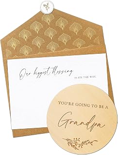 Jolicoon Pregnancy announcement wooden card - You're going to be a grandpa with pocketfold envelope and seal sticker - Baby announcement grandpa