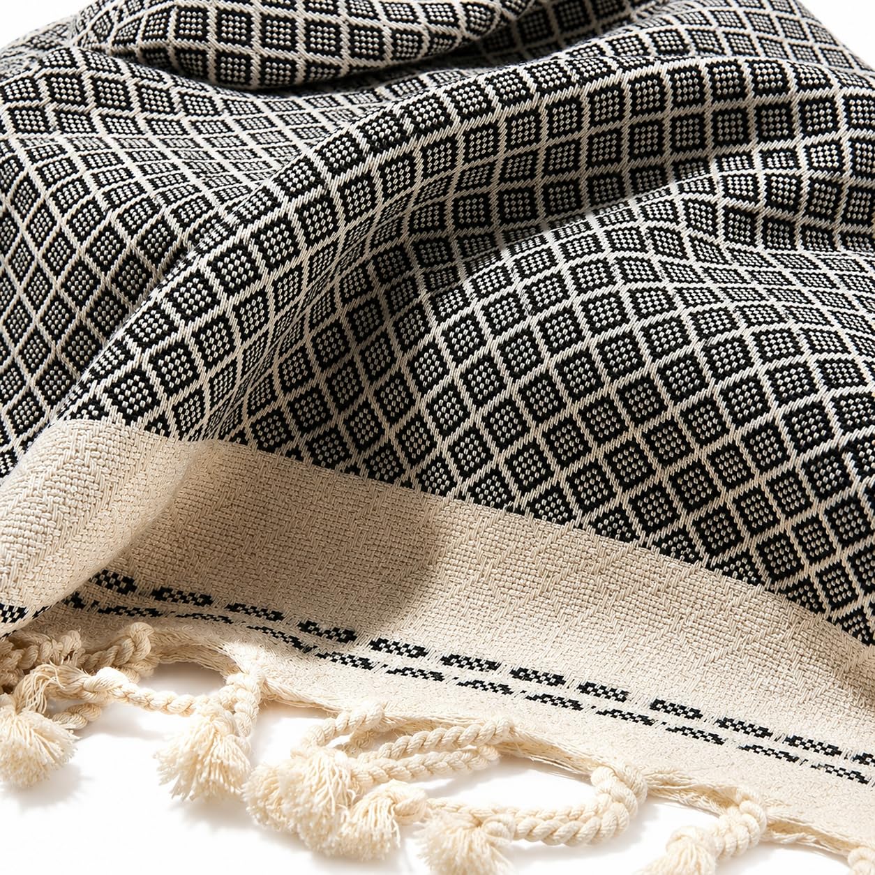 Set di 2 teli per hammam, 100 x 200 cm, telo da sauna XXL e telo mare in 100% cotone, asciugamano turco, leggero, assorbente e ad asciugatura rapida, peshtemal per sauna, spiaggia e viaggi (nero