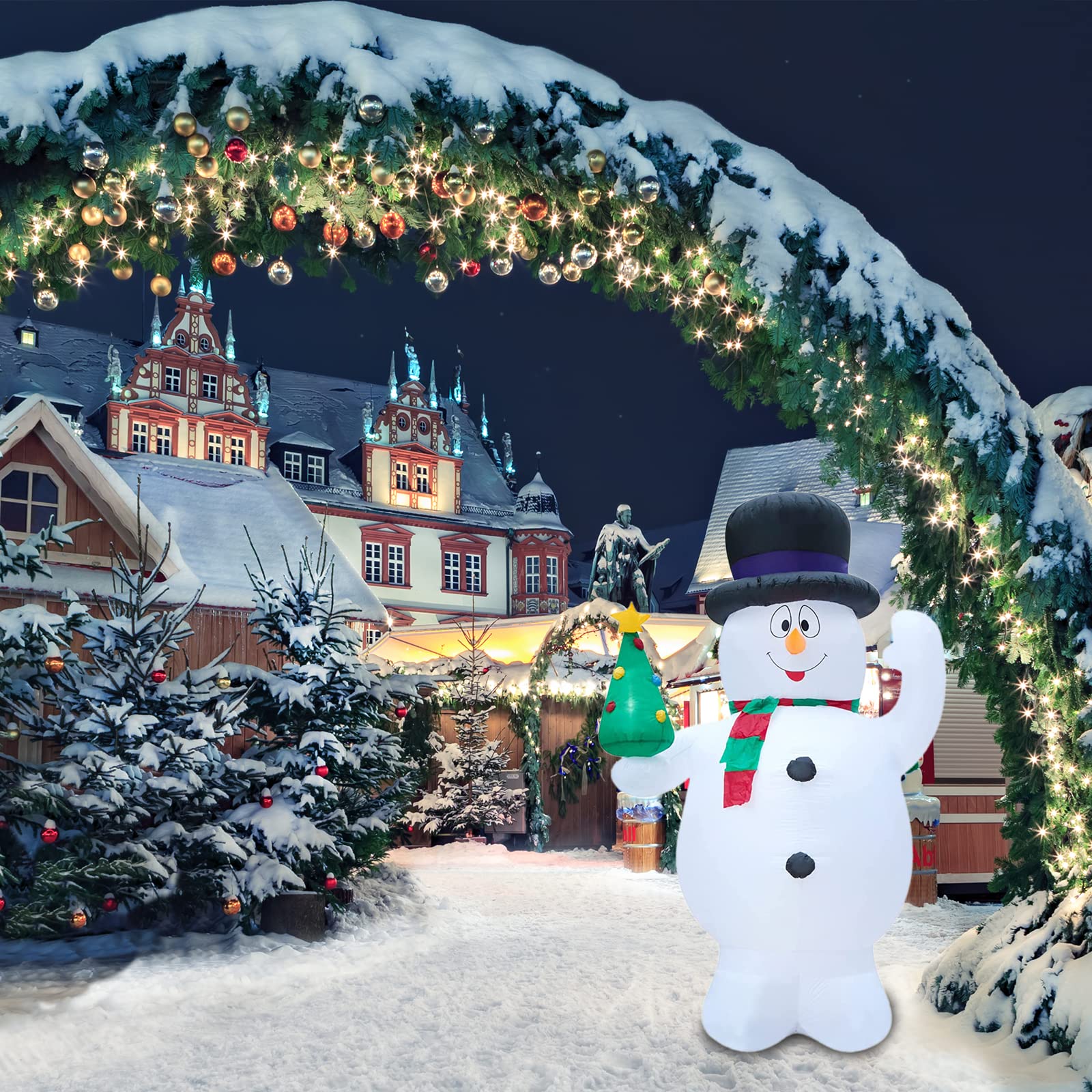 Athoinsu 8 FT Christmas Snowman Inflatable Standing Blow up Yard Garden Decorations with LED Lights Built-in for Xmas Holiday Party Indoor Outdoor