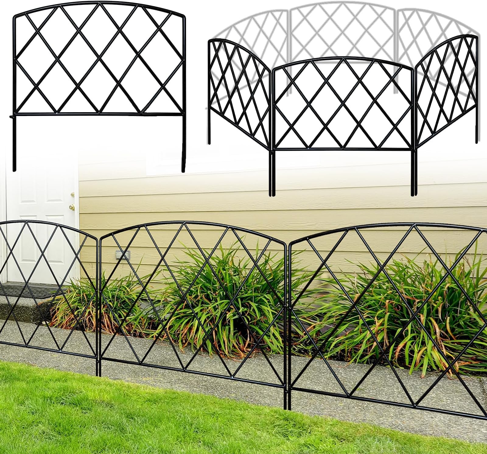 Thealyn Decorative Garden Fence 60cm (H) x 3m (L) Rustproof Metal Fence Panels No Dig Fence for Dogs Yard Patio Animal Barrier Flower Bed (Art Deco)