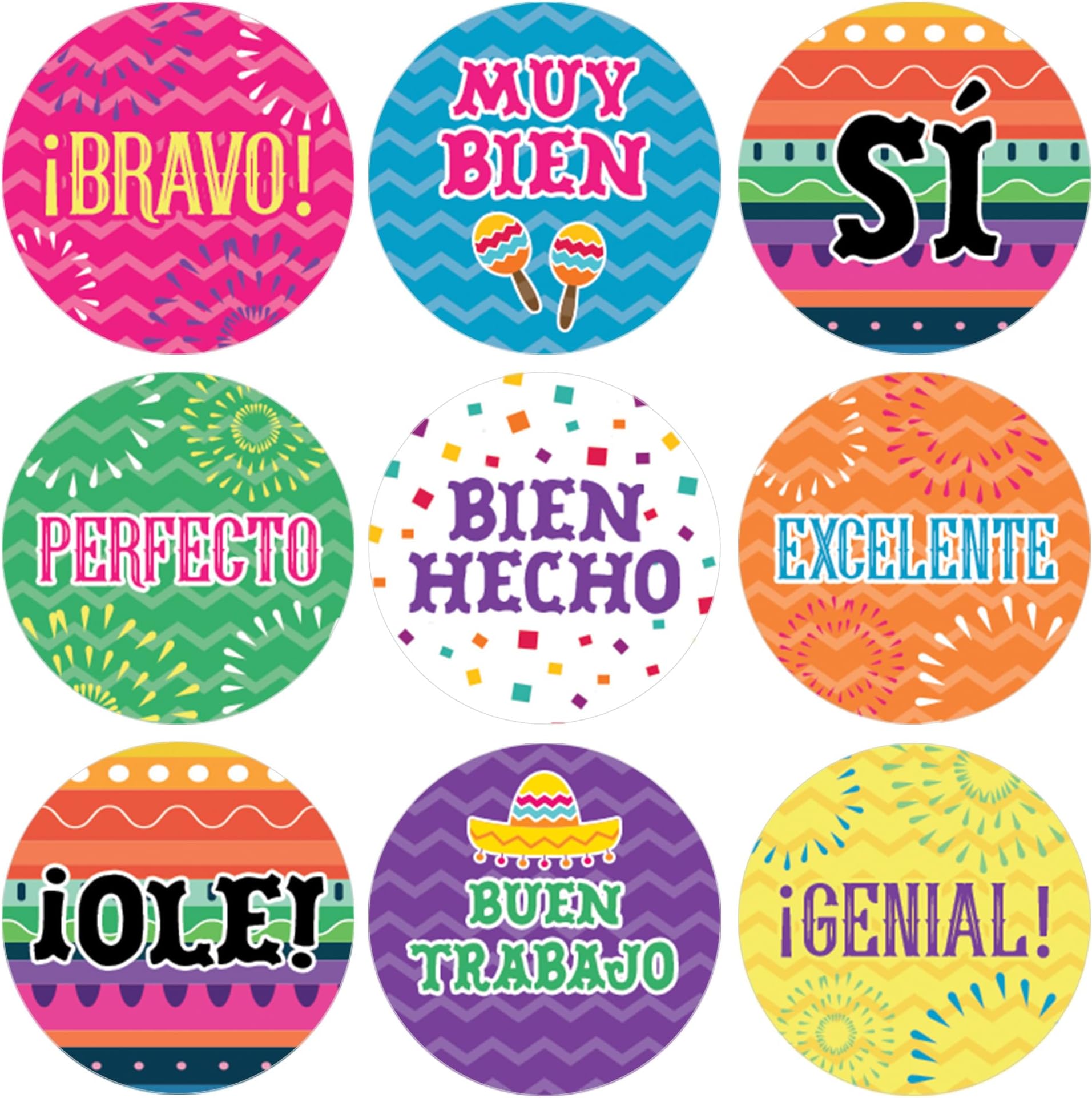DISTINCTIVS Spanish Teacher Reward Stickers for Kids, Español Motivational Stickers for Student Incentives - 1,080 Count